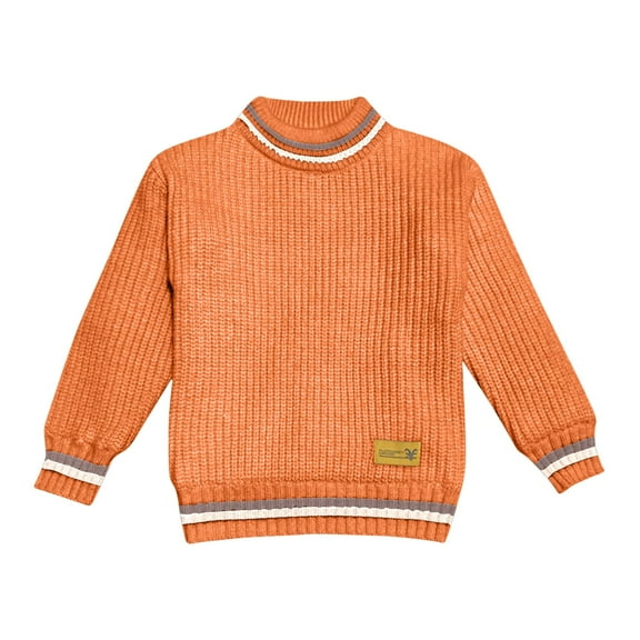 Atogsazn Children's Boy Knitted Cotton Sweater Kids Long Sleeve Pullover Sweaters Soft Warm Clothes 01-Orange 5-6 Years Fashion