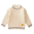 thumbnail image 1 of Atogsazn Children's Boy Knitted Cotton Sweater Kids Long Sleeve Pullover Sweaters Soft Warm Clothes Fashion Beige 4-5 Years, 1 of 6