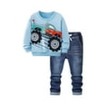 thumbnail image 1 of Atogsazn Children's Boys Fall Winter Set Kids Long Sleeve Sweatshirt and Jeans Fashion Clothes Blue 8-10 Years, 1 of 9