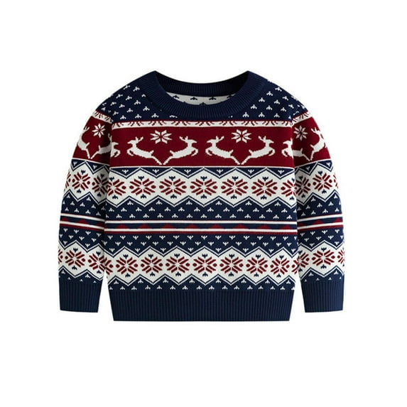 Atogsazn Children's Boys Girls Christmas Knitted Sweater Kids Fleece Long Sleeve Pullover Coat Winter Clothes Outerwear Beige 5-6 Years on Clearance