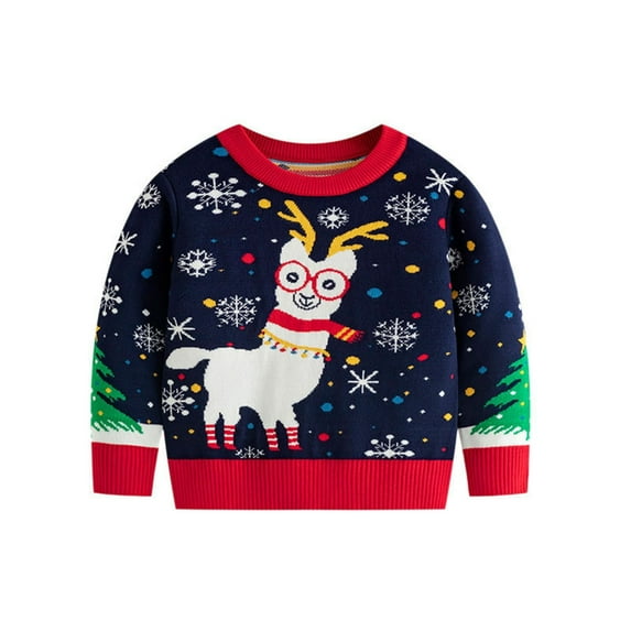 Atogsazn Children's Boys Girls Christmas Knitted Sweater Kids Fleece Long Sleeve Pullover Coat Winter Clothes Outerwear Wine 4-5 Years on Clearance