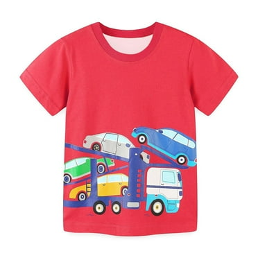 Atogsazn Children's Boys Girls Cute Print T Shirt Kids Casual Short Sleeve T-shirt Loose Round Neck Tops 14-Red 3 Years on Clearance