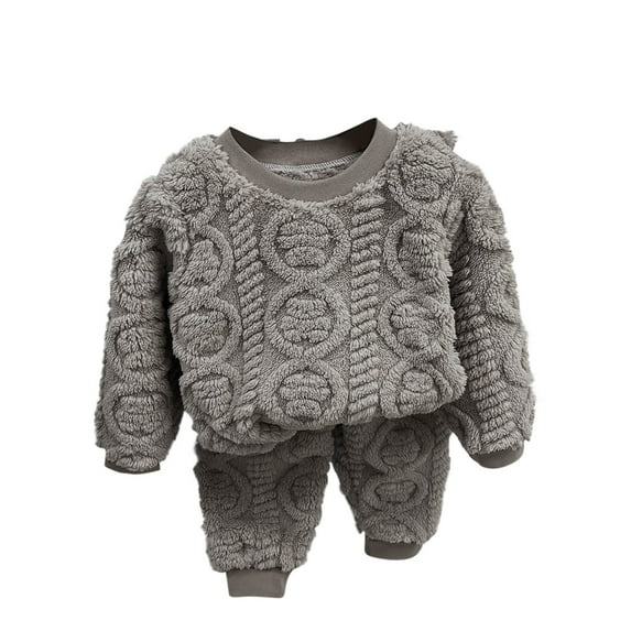 Atogsazn Children's Boys Girls Winter Clothes Outfits Kids Knitted Cotton Long Sleeve Pullover Tops and Pants Set Gray 6-7 Years