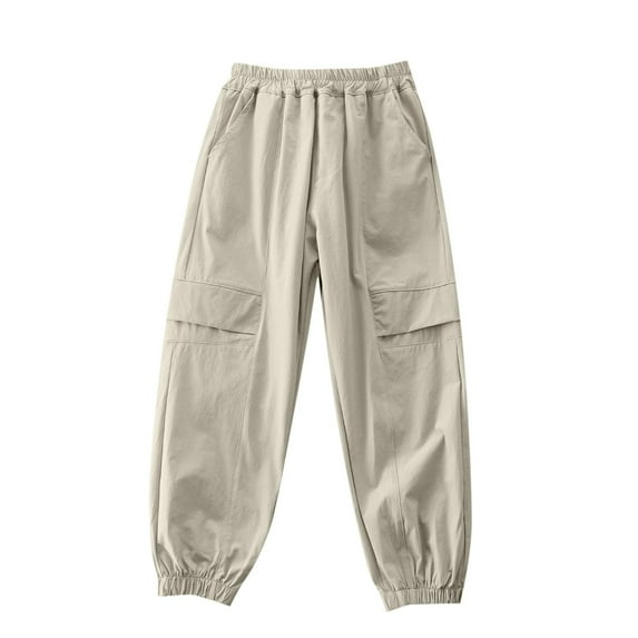 Atogsazn Children's Boys Jogger Pants Kids Casual Quickly Dry Athletic Cargo Pants Summer Clothes for Boy Khaki 4-5 Years