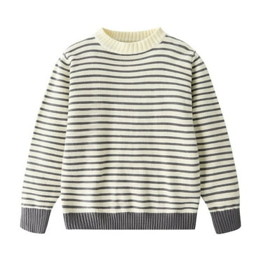 Atogsazn Children's Boys Knitted Sweater Kids Long Sleeve Pullover Sweaters Fall Winter Warm Clothes Fashion Beige 5-6 Years on Clearance