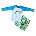 thumbnail image 1 of Atogsazn Children's Boys Rashguard Swimsuits Printed Long Sleeve Swimwear and Shorts Bathing Suit Clothes Summer Light Blue 4-5 Years, 1 of 9