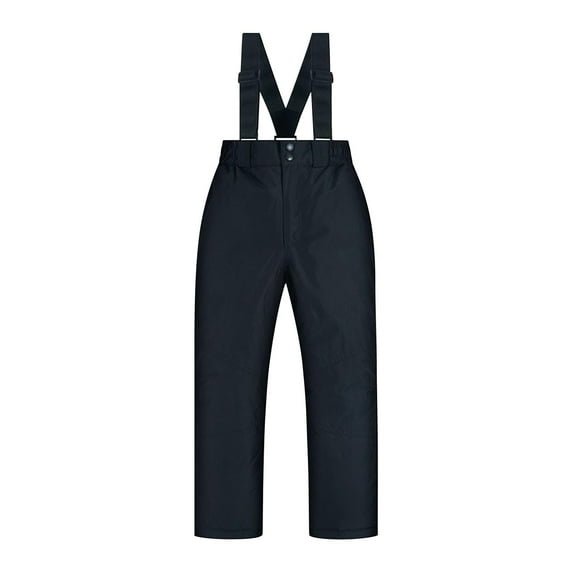 Atogsazn Children's Boys Snow Pants Kids Windproof Suspender Elastic Waist Pants Fall Winter Clothes Black 12-14 Years