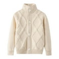 thumbnail image 1 of Atogsazn Children's Boys Turtleneck Knitted Sweater Kids Button Loose Long Sleeve Sweater Winter Warm Clothes 06-Beige 7-8 Years, 1 of 4
