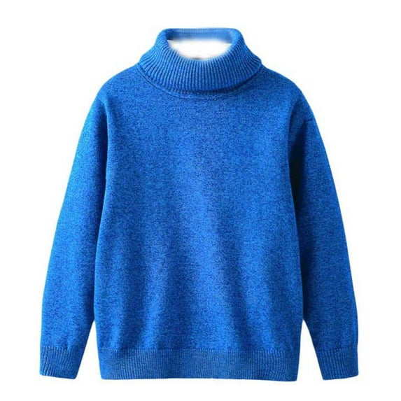Atogsazn Children's Boys Turtleneck Knitted Sweater Kids Loose Long Sleeve Pullover Sweater Winter Warm Clothes 02-Blue 3-4 Years