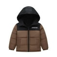 thumbnail image 1 of Atogsazn Children's Boys Winter Coat Puffer Colorblock Zip Up Long Sleeve Hooded Jacket Thick Warm Colthes Fashion Coffee 7-8 Years, 1 of 5