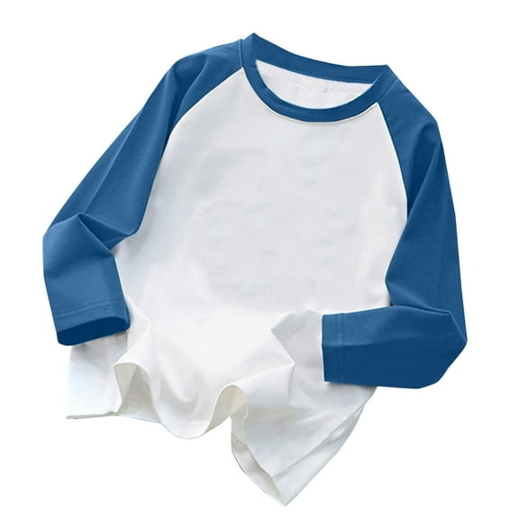 Atogsazn Children's Casual Long Sleeve Cotton Shirts Loose Crewneck Shirts for Boys Girls Lightweight Clothes Blue 4-5 Years