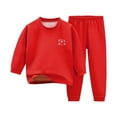 thumbnail image 1 of Atogsazn Children's Feleece Lining Winter 2 Piece Clothes Set Kids Fuzzy Long Sleeve Pullover Sweatshirt and Pants Set Red 2-4 Years on Clearance, 1 of 1