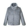 thumbnail image 1 of Atogsazn Children's Fleece Jacket Boys Girls Full Zipper Fuzzy Long Sleeve Coat Casual Kids Winter Warm Clothes Outerwear Gray 5-6 Years on Clearance, 1 of 4