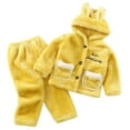 thumbnail image 1 of Atogsazn Children's Fleece Winter 2 Piece Set Kids Fuzzy Button Long Sleeve Hoodies and Pants Outfit Loose Warm Colthes Yellow 6-7 Years, 1 of 6
