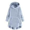 thumbnail image 1 of Atogsazn Children's Girl Fuzzy Coat Kids Sherpa Long Sleeve Hooded Jacket Thick Warm Winter Loose Fit Clothing Tops 02-Blue 11-12 Years Fashion, 1 of 6