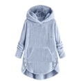 thumbnail image 1 of Atogsazn Children's Girl Fuzzy Coat Kids Sherpa Long Sleeve Hooded Jacket Thick Warm Winter Loose Fit Clothing Tops 02-Blue 14-15 Years Fashion, 1 of 6