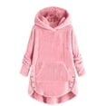 thumbnail image 1 of Atogsazn Children's Girl Fuzzy Coat Kids Sherpa Long Sleeve Hooded Jacket Thick Warm Winter Loose Fit Clothing Tops 02-Pink 5-6 Years Fashion, 1 of 6