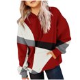 thumbnail image 1 of Atogsazn Children's Girl Oversized Hoodies Kid Colorblock Long Sleeve Pullover Hooded Sweatshirt Spring Fall Clothes B-Wine 11-12 Years, 1 of 4