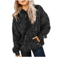 thumbnail image 1 of Atogsazn Children's Girl Sequin Hoodies Kids Casual Oversized Long Sleeve Hooded Sweatshirt Fashion Clothes Tops Black 4-5 Years, 1 of 5