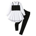 thumbnail image 1 of Atogsazn Children's Girls Dress Outfit Casual Ribbed Camisole Ruffle Tops Pants Set Flowy Clothing White 4-5 Years Fashion, 1 of 9