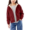 thumbnail image 1 of Atogsazn Children's Girls Fleece Lined Hoodies Kids Zip Up Long Sleeve Sherpa Jacket with Pocket Clothes Tops Wine 9-10 Years Fashion, 1 of 8