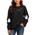 thumbnail image 1 of Atogsazn Children's Girls Halloween Sweatshirt Kids Casual Oversized Ghost Print Long Sleeve Sweaters Fall Winter Tops Black 12-13 Years Fashion, 1 of 9