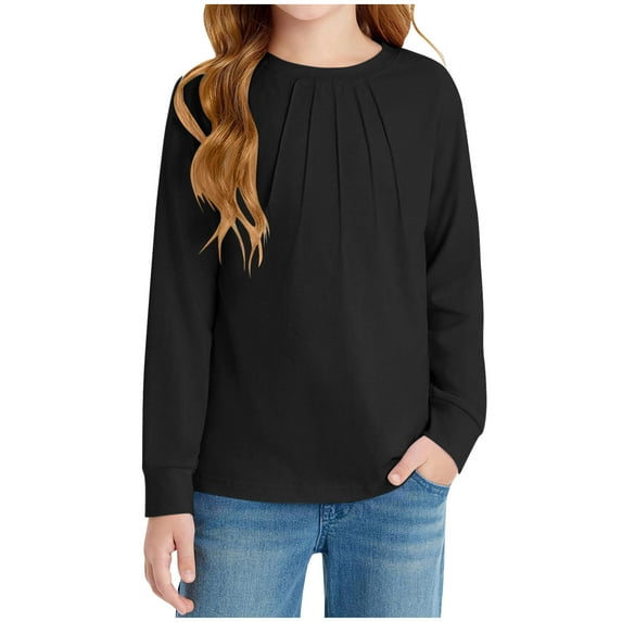 Atogsazn Children's Girls Knit Pullover Sweater Kids Casual Long Sleeve Shirt Fashion Lightweight Tops Clothes 03-Black 13-14 Years
