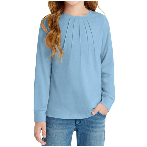 Atogsazn Children's Girls Knit Pullover Sweater Kids Casual Long Sleeve Shirt Fashion Lightweight Tops Clothes 03-Sky Blue 13-14 Years