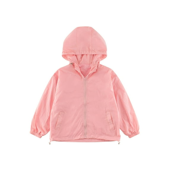 Atogsazn Children's Girls Rain Jacket Waterproof Long Sleeve Hoodies Windbreaker Zipper Jackets Coat Outfit Clothes Pink 9-10 Years