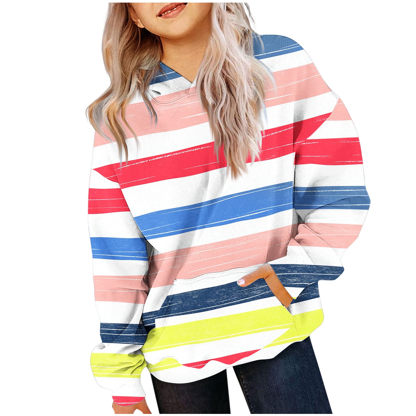 Baby Girl Rainbow Ruffle Hooded Sweatshirt – Light Grey main image 1