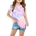 thumbnail image 1 of Atogsazn Children's Girls Summer Tshirt Kids Casual Dressy Short Sleeve T-shirt Loose Clothes Blouse Purple 11-12 Years, 1 of 3