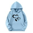 thumbnail image 1 of Atogsazn Children's Girls Valentine's Day Hoodies Kids Casual Long Sleeve Hooded Sweatshirt Fashion Athletic Clothes 02-Blue 11-12 Years, 1 of 5
