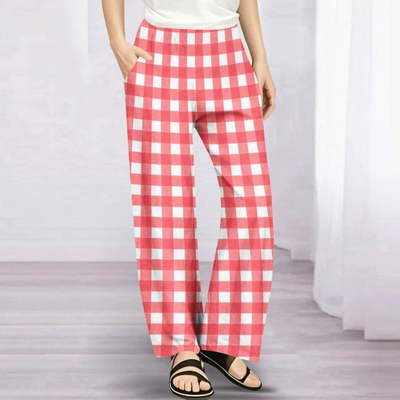 Atogsazn Children's Girls Wide Leg Pants Kids Casual Loose Lightweight Pants Trousers with Pocket 01-Red 5-6 Years