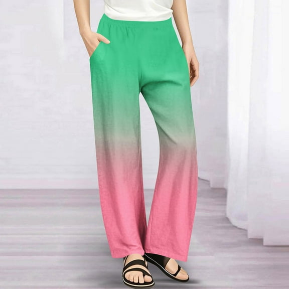 Atogsazn Children's Girls Wide Leg Pants Kids Casual Loose Lightweight Pants Trousers with Pocket 03-Green 4-5 Years