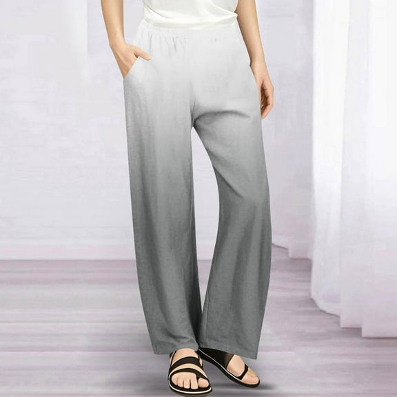 Atogsazn Children's Girls Wide Leg Pants Kids Casual Loose Lightweight Pants Trousers with Pocket 04-Gray 4-5 Years