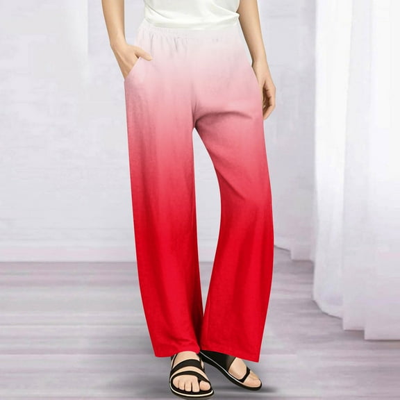 Atogsazn Children's Girls Wide Leg Pants Kids Casual Loose Lightweight Pants Trousers with Pocket 04-Red 4-5 Years