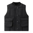 thumbnail image 1 of Atogsazn Children's Puffer Tank Tops Kids Button Sleeveless Jacket Winter Thick Clothes with Pockets 03-Black 5-6 Years, 1 of 9
