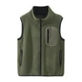 thumbnail image 1 of Atogsazn Children's Sherpa Fuzzy Jackets Zip Up Fleece Sleeveless Tank Tops Winter Warm Clothes Fashion B-Army Green 8-10 Years, 1 of 1