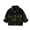 thumbnail image 1 of Atogsazn Childrens Boys Denim Jacket Kids Casual Button Down Long Sleeve Coat Lightweight Tops Clothing Black 3-4 Years Fashion, 1 of 9