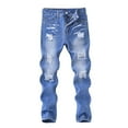 thumbnail image 1 of Atogsazn Childrens Boys Ripped Jeans Casual Distressed Destroyed Straight Fit Denim Pants Work Clothing Mint Blue 7-8 Years Fashion, 1 of 2