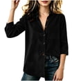 thumbnail image 1 of Atogsazn Childrens Casual 3/4 Sleeve Shirts Girls Dressy Button Corduroy Jacket with Pocket Outerwear Black 5-6Years Fashion, 1 of 9