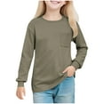 thumbnail image 1 of Atogsazn Childrens Girls Crew Neck Sweatshirt Kids Casual Loose Fit Pullover Sweatshirts Jogger Athletic Tops with Pocket 02-Khaki 11-12 Years Fashion, 1 of 8
