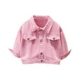 thumbnail image 1 of Atogsazn Childrens Girls Denim Jacket Kids Casual Button Down Long Sleeve Coat Lightweight Tops Clothing Pink 2-3 Years Fashion, 1 of 9