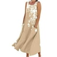 thumbnail image 1 of Atogsazn Floral Dress for Women Plus Size Sleeveless Cotton And Linen Round Neck Printed Long Dress Summer Dresses for Women 2025 Khaki L, 1 of 5