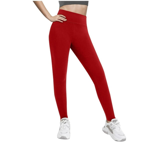 Atogsazn Girl Yoga Leggings Pants Kids Casual Stretchy Elastic Waist Pant Fashion Gym Spring Fall Clothes B-Red 5-6 Years