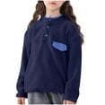 thumbnail image 1 of Atogsazn Girl's Winter Clothes Fuzzy Sherpa Long Sleeve Jacket Pullover Fleece Tops Button Plush Outfit Navy 9-10 Years Fashion, 1 of 6