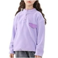 thumbnail image 1 of Atogsazn Girl's Winter Clothes Fuzzy Sherpa Long Sleeve Jacket Pullover Fleece Tops Button Plush Outfit Purple 5-6 Years Fashion, 1 of 6