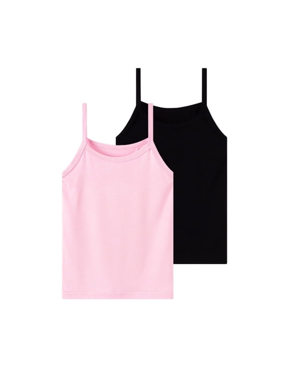 Girls 2-Pack Cotton Camisole Tank Tops Toddler Spaghetti Strap Vests Basic Undershirts Tops Summer Hot Pink 7-8 Years Fashion