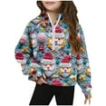 thumbnail image 1 of Atogsazn Girls Christmas Half Zip Sweatshirt Kids Graphic Long Sleeve Pullover Sweatshirts Fall Winter Tops Clothes Blue 5-6 Years Fashion, 1 of 5