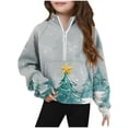 thumbnail image 1 of Atogsazn Girls Christmas Half Zip Sweatshirt Kids Graphic Long Sleeve Pullover Sweatshirts Fall Winter Tops Clothes Gray 11-12 Years Fashion, 1 of 5